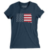 South Dakota American Flag Women's T-Shirt-Navy-Allegiant Goods Co. Vintage Sports Apparel
