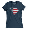 South Carolina American Flag Women's T-Shirt-Navy-Allegiant Goods Co. Vintage Sports Apparel