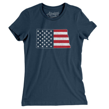 North Dakota American Flag Women's T-Shirt-Allegiant Goods Co. Vintage Sports Apparel