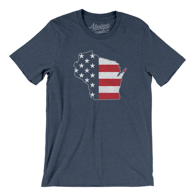 Wisconsin American Flag Men/Unisex T-Shirt-Heather Navy-Allegiant Goods Co. Vintage Sports Apparel