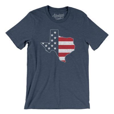 Texas American Flag Men/Unisex T-Shirt-Heather Navy-Allegiant Goods Co. Vintage Sports Apparel