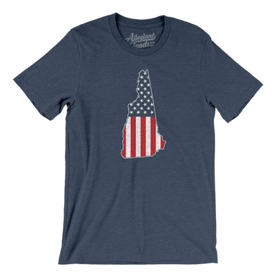 New Hampshire American Flag Men/Unisex T-Shirt-Heather Navy-Allegiant Goods Co. Vintage Sports Apparel
