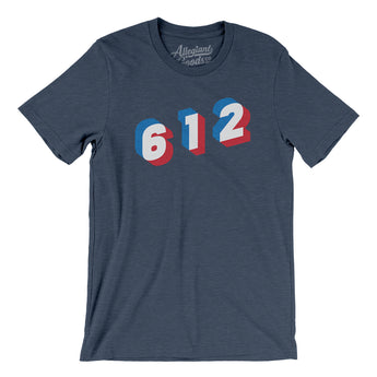 Minneapolis 612 Area Code Men/Unisex T-Shirt-Heather Navy-Allegiant Goods Co. Vintage Sports Apparel