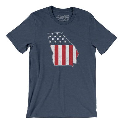Georgia American Flag Men/Unisex T-Shirt-Heather Navy-Allegiant Goods Co. Vintage Sports Apparel