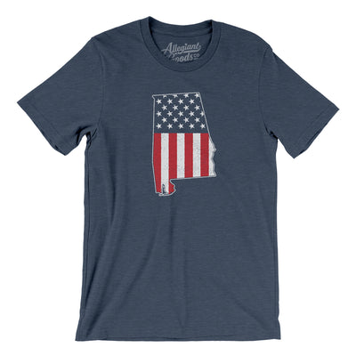 Alabama American Flag Men/Unisex T-Shirt-Heather Navy-Allegiant Goods Co. Vintage Sports Apparel
