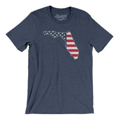 Florida American Flag Men/Unisex T-Shirt-Heather Navy-Allegiant Goods Co. Vintage Sports Apparel