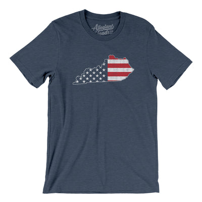 Kentucky American Flag Men/Unisex T-Shirt-Heather Navy-Allegiant Goods Co. Vintage Sports Apparel