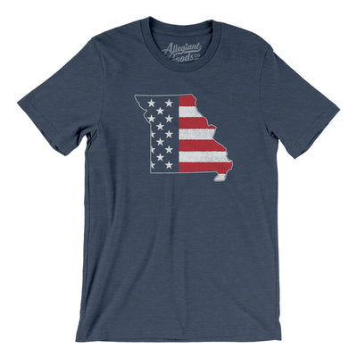 Missouri American Flag Men/Unisex T-Shirt-Heather Navy-Allegiant Goods Co. Vintage Sports Apparel