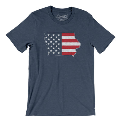Iowa American Flag Men/Unisex T-Shirt-Heather Navy-Allegiant Goods Co. Vintage Sports Apparel