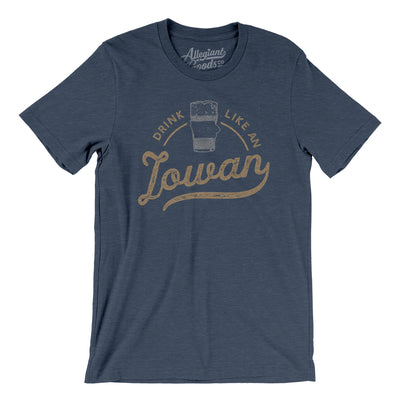 Drink Like an Iowan Men/Unisex T-Shirt-Heather Navy-Allegiant Goods Co. Vintage Sports Apparel
