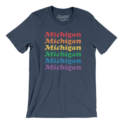 Michigan Pride Men/Unisex T-Shirt-Heather Navy-Allegiant Goods Co. Vintage Sports Apparel