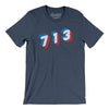 Houston 713 Area Code Men/Unisex T-Shirt-Heather Navy-Allegiant Goods Co. Vintage Sports Apparel
