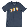 Houston 713 Area Code Men/Unisex T-Shirt-Heather Navy-Allegiant Goods Co. Vintage Sports Apparel