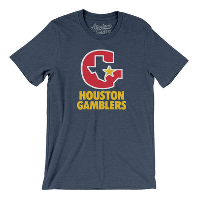 Houston Gamblers Football Men/Unisex T-Shirt-Heather Navy-Allegiant Goods Co. Vintage Sports Apparel