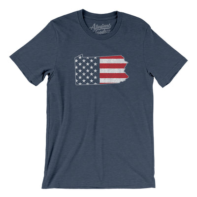 Pennsylvania American Flag Men/Unisex T-Shirt-Heather Navy-Allegiant Goods Co. Vintage Sports Apparel