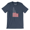 Idaho American Flag Men/Unisex T-Shirt-Heather Navy-Allegiant Goods Co. Vintage Sports Apparel