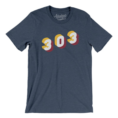 Denver 303 Area Code Men/Unisex T-Shirt-Heather Navy-Allegiant Goods Co. Vintage Sports Apparel