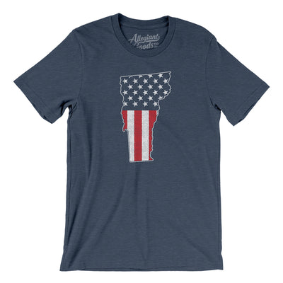 Vermont American Flag Men/Unisex T-Shirt-Heather Navy-Allegiant Goods Co. Vintage Sports Apparel