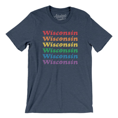 Wisconsin Pride Men/Unisex T-Shirt-Heather Navy-Allegiant Goods Co. Vintage Sports Apparel