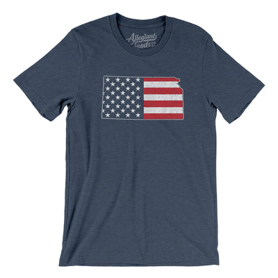 Kansas American Flag Men/Unisex T-Shirt-Heather Navy-Allegiant Goods Co. Vintage Sports Apparel