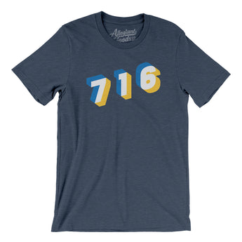 Buffalo 716 Area Code Men/Unisex T-Shirt-Heather Navy-Allegiant Goods Co. Vintage Sports Apparel