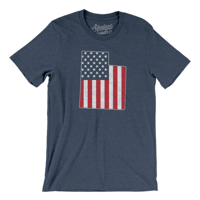 Utah American Flag Men/Unisex T-Shirt-Heather Navy-Allegiant Goods Co. Vintage Sports Apparel