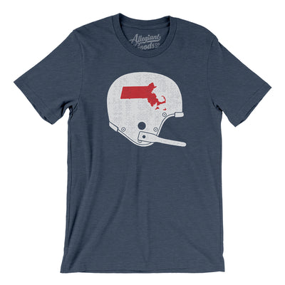 Massachusetts Vintage Football Helmet Men/Unisex T-Shirt-Heather Navy-Allegiant Goods Co. Vintage Sports Apparel