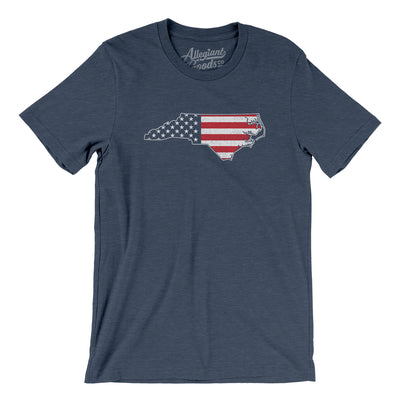 North Carolina American Flag Men/Unisex T-Shirt-Heather Navy-Allegiant Goods Co. Vintage Sports Apparel