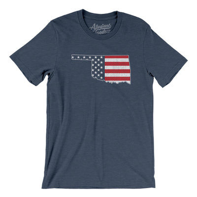 Oklahoma American Flag Men/Unisex T-Shirt-Heather Navy-Allegiant Goods Co. Vintage Sports Apparel
