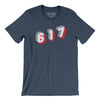 Boston 617 Area Code Men/Unisex T-Shirt-Heather Navy-Allegiant Goods Co. Vintage Sports Apparel