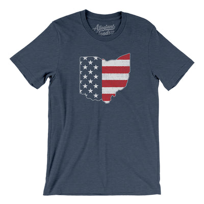 Ohio American Flag Men/Unisex T-Shirt-Heather Navy-Allegiant Goods Co. Vintage Sports Apparel
