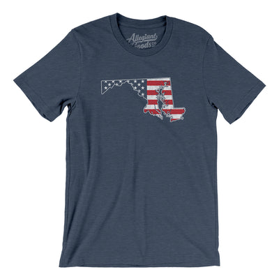Maryland American Flag Men/Unisex T-Shirt-Heather Navy-Allegiant Goods Co. Vintage Sports Apparel