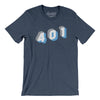 Rhode Island 401 Area Code Men/Unisex T-Shirt-Heather Navy-Allegiant Goods Co. Vintage Sports Apparel