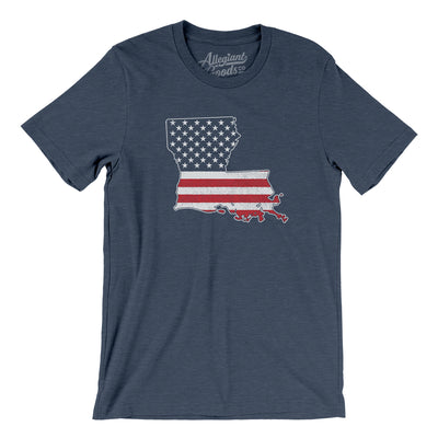Louisiana American Flag Men/Unisex T-Shirt-Heather Navy-Allegiant Goods Co. Vintage Sports Apparel