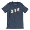 Cleveland 216 Area Code Men/Unisex T-Shirt-Heather Navy-Allegiant Goods Co. Vintage Sports Apparel