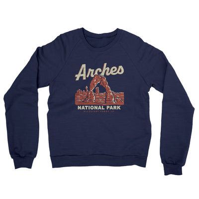 Arches National Park Midweight Crewneck Sweatshirt-Classic Navy-Allegiant Goods Co. Vintage Sports Apparel