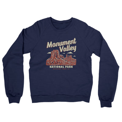Monument Valley National Park Midweight Crewneck Sweatshirt-Classic Navy-Allegiant Goods Co. Vintage Sports Apparel