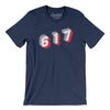 Boston 617 Area Code Men/Unisex T-Shirt-Navy-Allegiant Goods Co. Vintage Sports Apparel