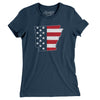 Arkansas American Flag Women's T-Shirt-Navy-Allegiant Goods Co. Vintage Sports Apparel