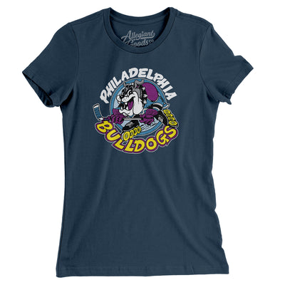 Philadelphia Bulldogs Roller Hockey Women's T-Shirt-Navy-Allegiant Goods Co. Vintage Sports Apparel