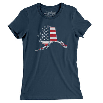 Alaska American Flag Women's T-Shirt-Navy-Allegiant Goods Co. Vintage Sports Apparel