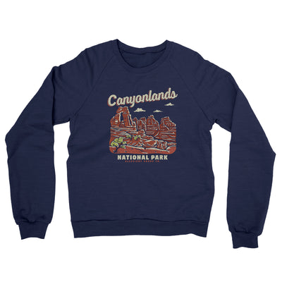 Canyonlands National Park Midweight Crewneck Sweatshirt-Classic Navy-Allegiant Goods Co. Vintage Sports Apparel