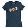 Denver 303 Area Code Women's T-Shirt-Navy-Allegiant Goods Co. Vintage Sports Apparel