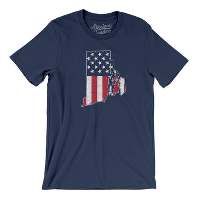 Rhode Island American Flag Men/Unisex T-Shirt-Navy-Allegiant Goods Co. Vintage Sports Apparel
