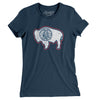 Wyoming State Flag Women's T-Shirt-Navy-Allegiant Goods Co. Vintage Sports Apparel