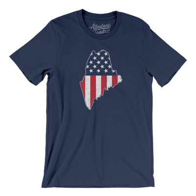 Maine American Flag Men/Unisex T-Shirt-Navy-Allegiant Goods Co. Vintage Sports Apparel