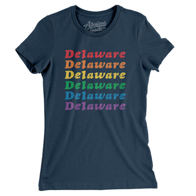Delaware Pride Women's T-Shirt-Navy-Allegiant Goods Co. Vintage Sports Apparel