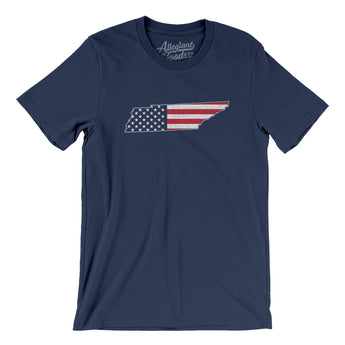 Tennessee American Flag Men/Unisex T-Shirt-Navy-Allegiant Goods Co. Vintage Sports Apparel