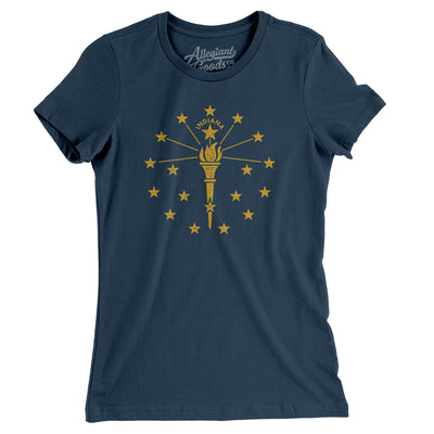 Indiana State Flag Women's T-Shirt-Navy-Allegiant Goods Co. Vintage Sports Apparel