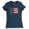 Wyoming American Flag Women's T-Shirt-Navy-Allegiant Goods Co. Vintage Sports Apparel